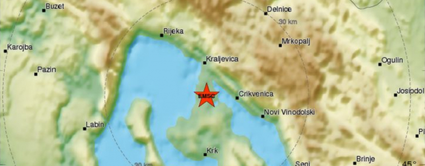 Zemětřesení u Rijeky - až 3,5 stupně Richterovy škály