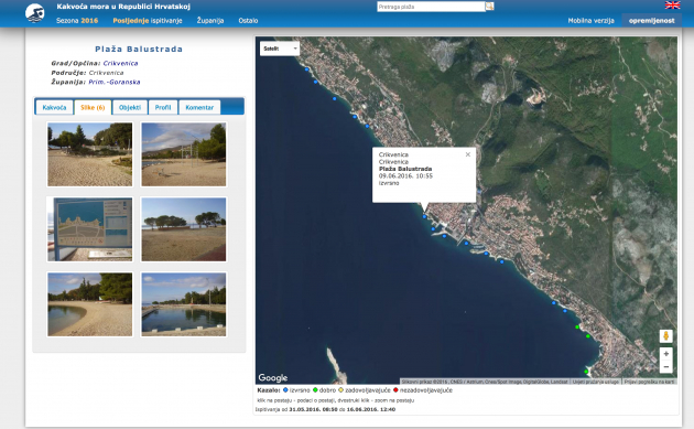 Kvalita koupání v Crikvenici v Chorvatsku